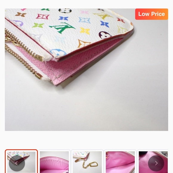Authentic LOUIS VUITTON Monogram Multicolor Key Pouch White Litchi - Picture 4 of 8